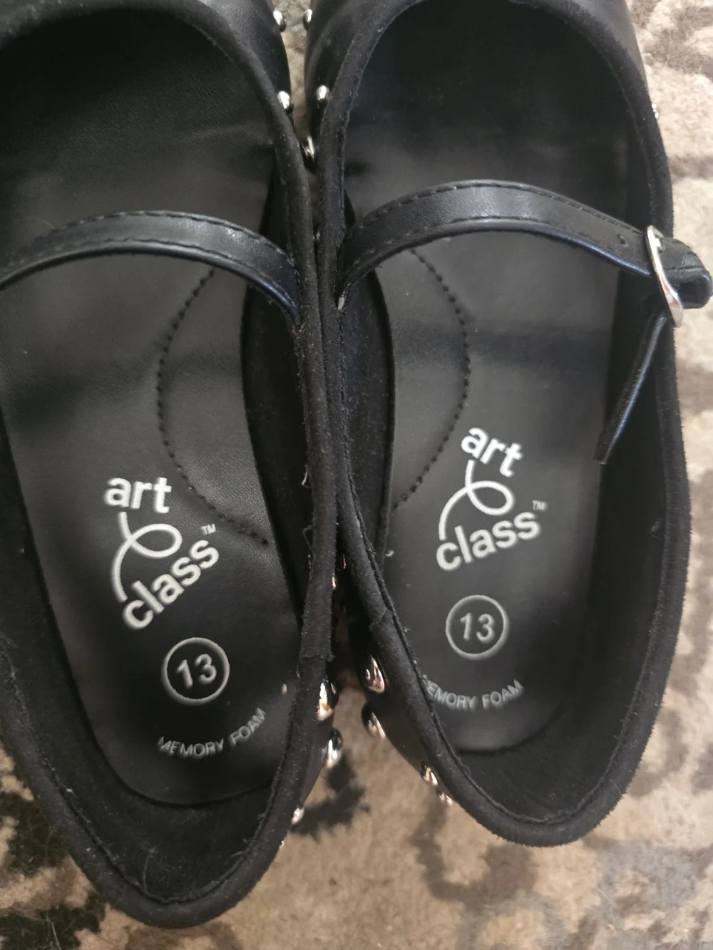 art class Girls' Black Studded Mary Jane Shoes